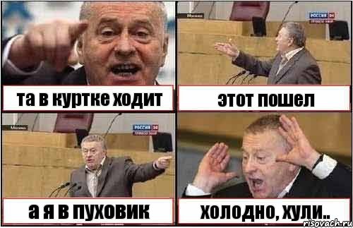 та в куртке ходит этот пошел а я в пуховик холодно, хули.., Комикс жиреновский