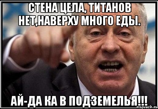 стена цела, титанов нет,наверху много еды. ай-да ка в подземелья!!!, Мем жириновский ты