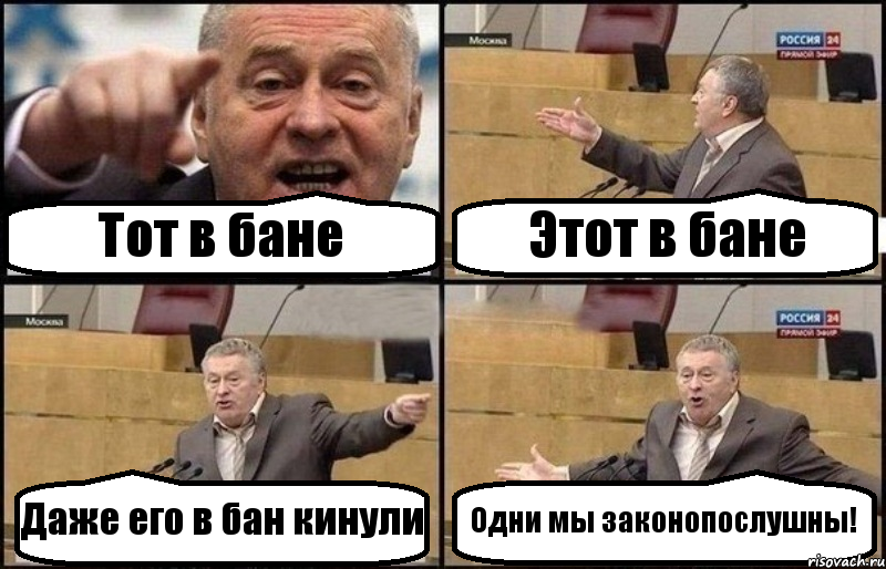 Тот в бане Этот в бане Даже его в бан кинули Одни мы законопослушны!, Комикс Жириновский