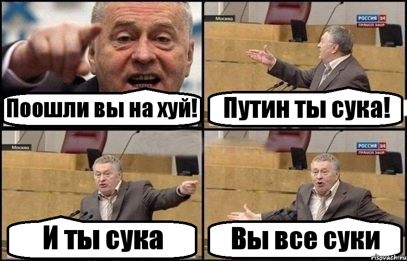 Поошли вы на хуй! Путин ты сука! И ты сука Вы все суки, Комикс Жириновский