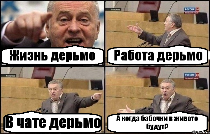 Жизнь дерьмо Работа дерьмо В чате дерьмо А когда бабочки в животе будут?, Комикс Жириновский