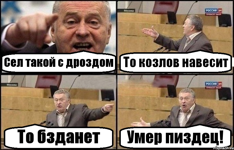 Сел такой с дроздом То козлов навесит То бзданет Умер пиздец!, Комикс Жириновский