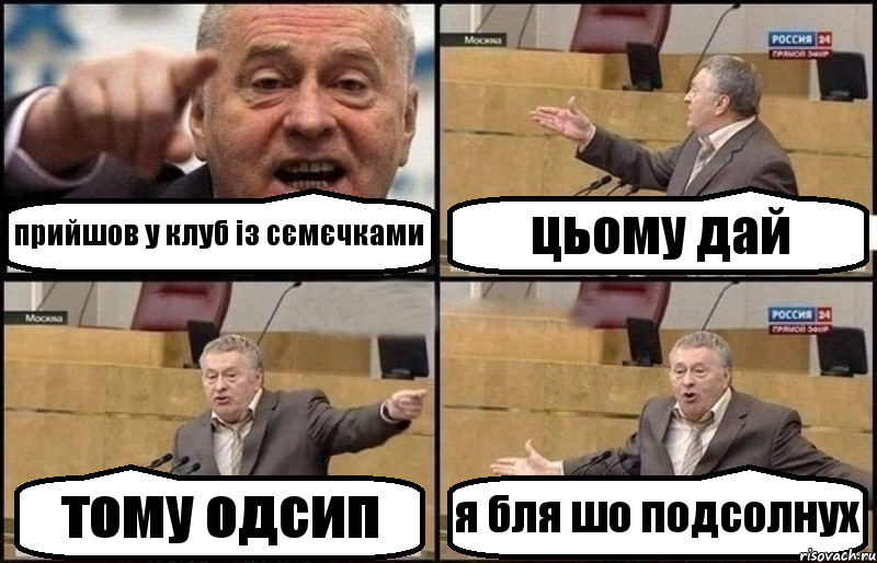 прийшов у клуб із сємєчками цьому дай тому одсип я бля шо подсолнух, Комикс Жириновский