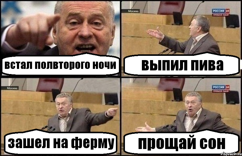 встал полвторого ночи выпил пива зашел на ферму прощай сон, Комикс Жириновский