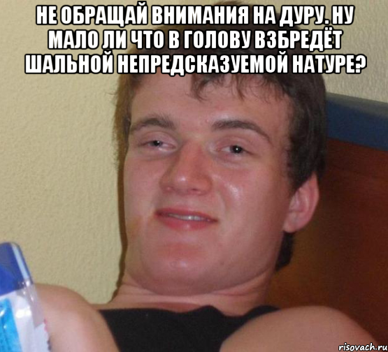 Не обращай внимания на дуру. Ну мало ли что в голову взбредёт Шальной непредсказуемой натуре? , Мем 10 guy (Stoner Stanley really high guy укуренный парень)