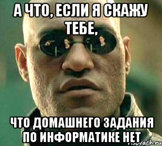 А что, если я скажу тебе, Что домашнего задания по информатике нет, Мем  а что если я скажу тебе