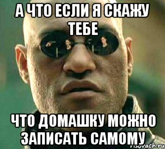 а что если я скажу тебе что домашку можно записать самому, Мем  а что если я скажу тебе