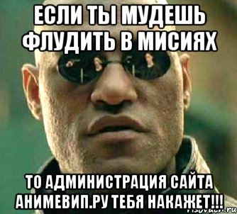 Если ты мудешь флудить в мисиях То администрация сайта Анимевип.ру тебя накажет!!!, Мем  а что если я скажу тебе