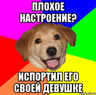 плохое настроение? испортил его своей девушке, Мем Advice Dog