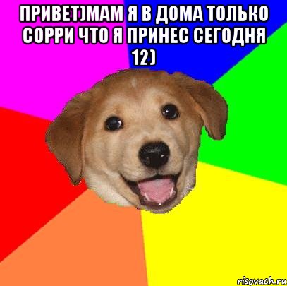 Привет)Мам я в дома только сорри что я принес сегодня 12) , Мем Advice Dog