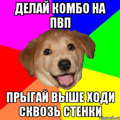 делай комбо на пвп прыгай выше ходи сквозь стенки, Мем Advice Dog