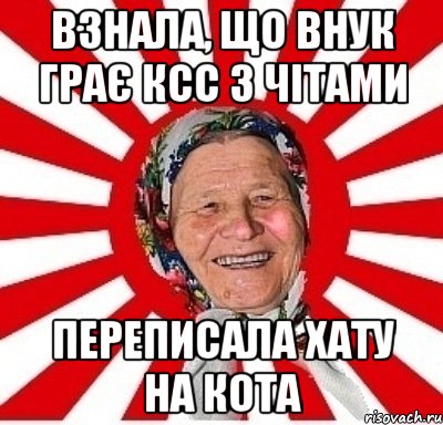 Взнала, що внук грає КСС з чітами переписала хату на кота, Мем  бабуля