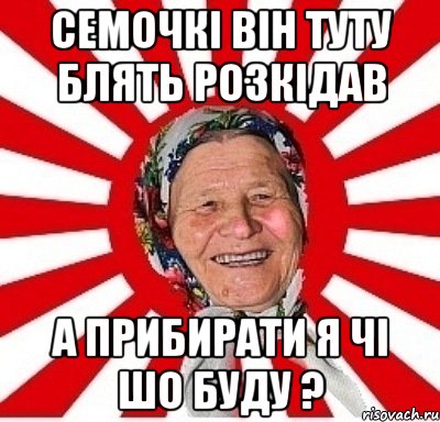 Семочкі він туту блять розкідав А прибирати я чі шо буду ?, Мем  бабуля