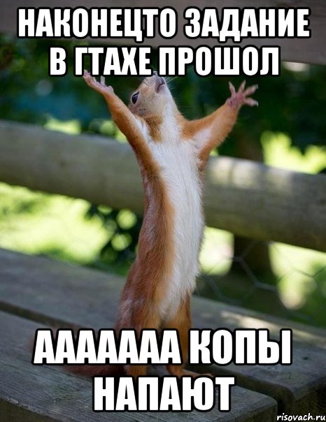 наконецто задание в гтахе прошол ааааааа копы напают, Мем    белка молится