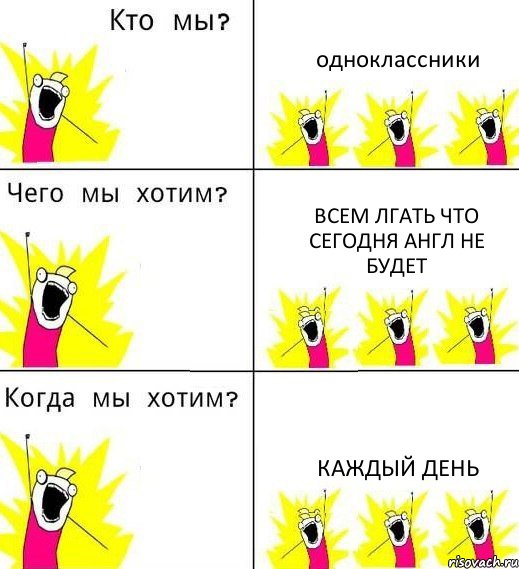 одноклассники всем лгать что сегодня англ не будет каждый день, Комикс Что мы хотим