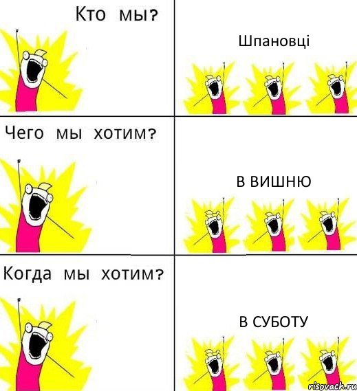 Шпановці В ВИШНЮ В суботу, Комикс Что мы хотим