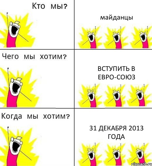 майданцы вступить в Евро-союз 31 декабря 2013 года, Комикс Что мы хотим