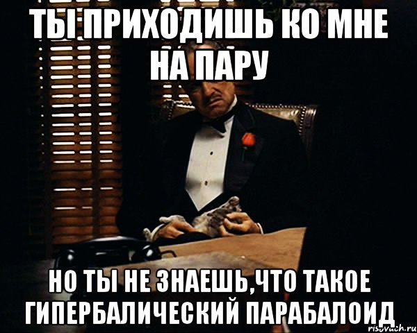 Ты приходишь ко мне на пару но ты не знаешь,что такое гипербалический парабалоид, Мем Дон Вито Корлеоне