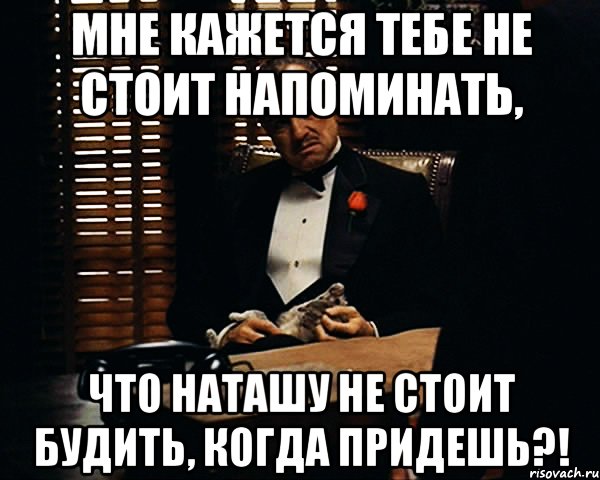 Мне кажется тебе не стоит напоминать, что Наташу не стоит будить, когда придешь?!, Мем Дон Вито Корлеоне