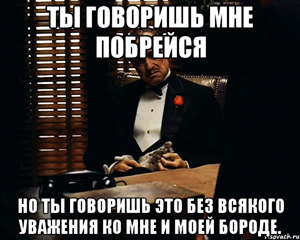 Ты говоришь мне побрейся Но ты говоришь это без всякого уважения ко мне и моей бороде., Мем Дон Вито Корлеоне