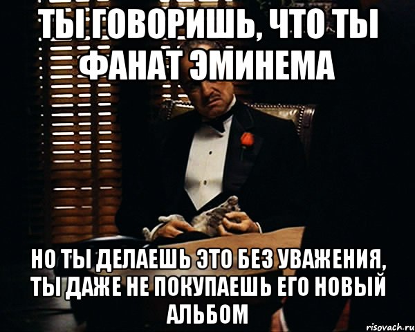 Ты говоришь, что ты фанат эминема но ты делаешь это без уважения, ты даже не покупаешь его новый альбом, Мем Дон Вито Корлеоне