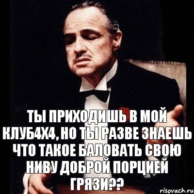 Ты приходишь в мой клуб4х4, но ты разве знаешь что такое баловать свою Ниву доброй порцией грязи??, Комикс Дон Вито Корлеоне 1