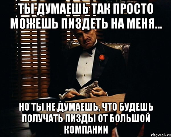 Ты думаешь так просто можешь пиздеть на меня... Но ты не думаешь, что будешь получать пизды от большой компании, Мем Дон Вито Корлеоне