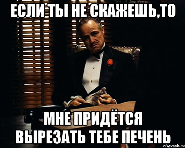 Если ты не скажешь,то мне придётся вырезать тебе печень, Мем Дон Вито Корлеоне