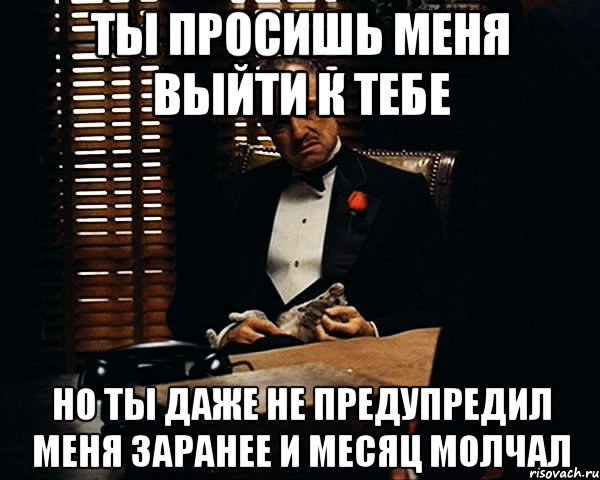 Ты просишь меня выйти к тебе но ты даже не предупредил меня заранее и месяц молчал, Мем Дон Вито Корлеоне