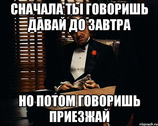 сначала ты говоришь давай до завтра Но потом говоришь приезжай, Мем Дон Вито Корлеоне