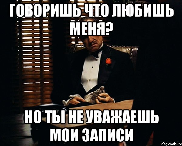 Говоришь что любишь меня? Но ты не уважаешь мои записи, Мем Дон Вито Корлеоне