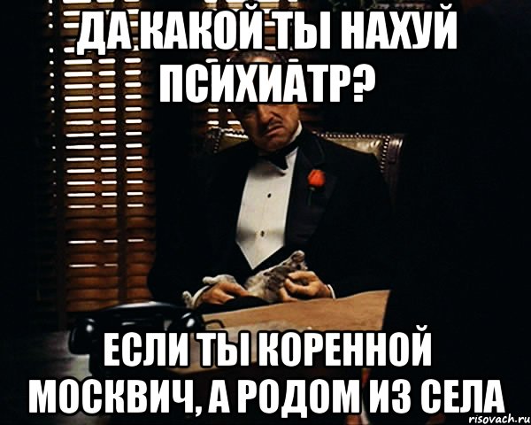 да какой ты нахуй психиатр? если ты коренной москвич, а родом из села, Мем Дон Вито Корлеоне