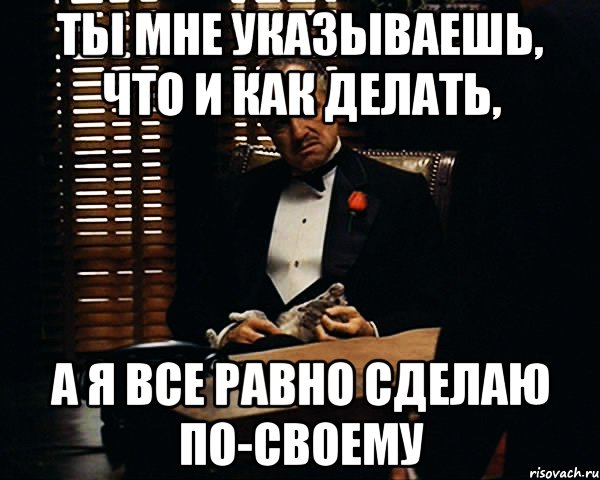 Ты мне указываешь, что и как делать, А я все равно сделаю по-своему, Мем Дон Вито Корлеоне