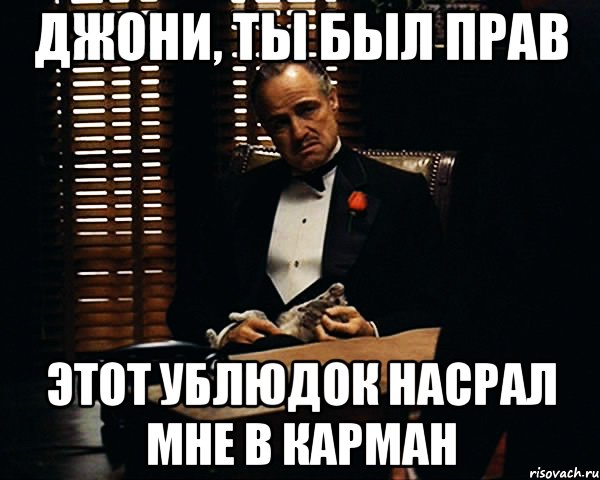 Джони, ты был прав Этот ублюдок насрал мне в карман, Мем Дон Вито Корлеоне