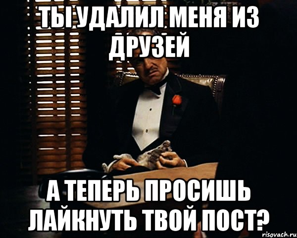 ты удалил меня из друзей а теперь просишь лайкнуть твой пост?, Мем Дон Вито Корлеоне