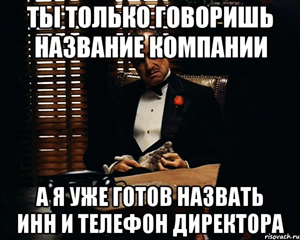 Ты только говоришь название компании А я уже готов назвать инн и телефон директора, Мем Дон Вито Корлеоне