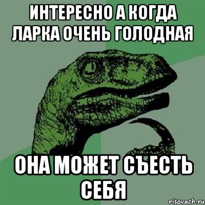 интересно а когда ларка очень голодная она может съесть себя, Мем Филосораптор