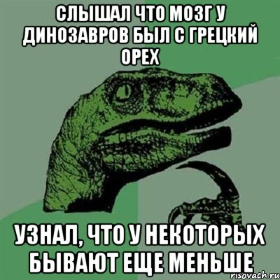 Слышал что мозг у динозавров был с грецкий орех узнал, что у некоторых бывают еще меньше, Мем Филосораптор