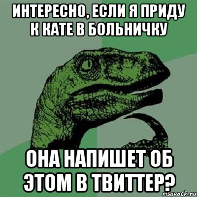 ИНТЕРЕСНО, ЕСЛИ Я ПРИДУ К КАТЕ В БОЛЬНИЧКУ ОНА НАПИШЕТ ОБ ЭТОМ В ТВИТТЕР?, Мем Филосораптор