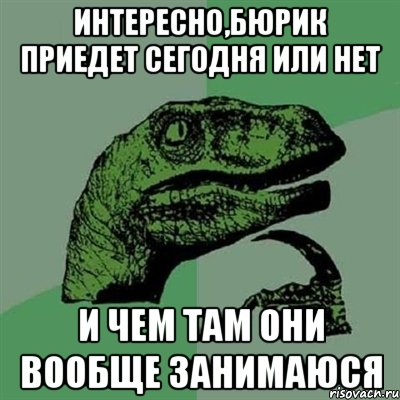 Интересно,бюрик приедет сегодня или нет и чем там они вообще занимаюся, Мем Филосораптор