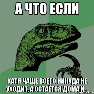 А что если Катя чаще всего никуда не уходит, а остаётся дома и..., Мем Филосораптор