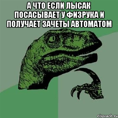 А что если лысак посасывает у физрука и получает зачеты автоматом , Мем Филосораптор