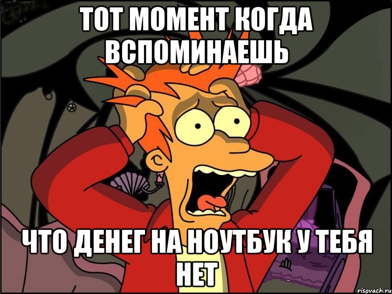 тот момент когда вспоминаешь что денег на ноутбук у тебя нет, Мем Фрай в панике