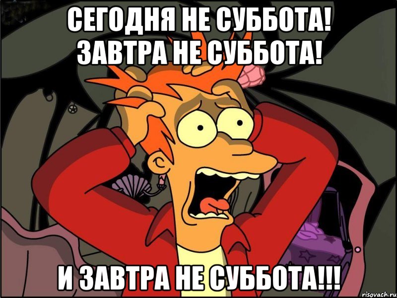 Сегодня не суббота! Завтра не суббота! И завтра не суббота!!!, Мем Фрай в панике