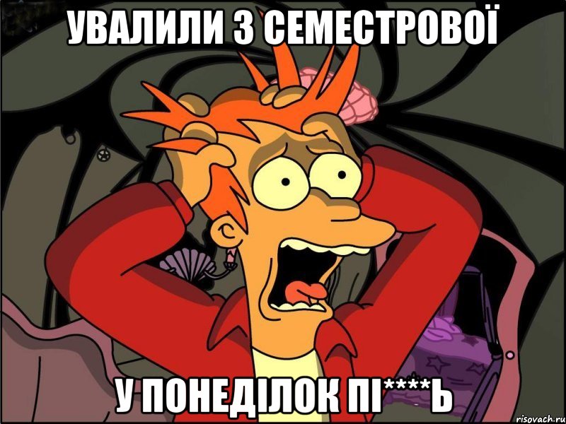 увалили з семестрової у понеділок пі****ь, Мем Фрай в панике