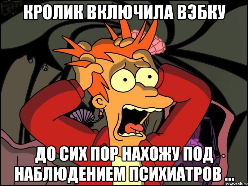 Кролик включила вэбку До сих пор нахожу под наблюдением психиатров ..., Мем Фрай в панике