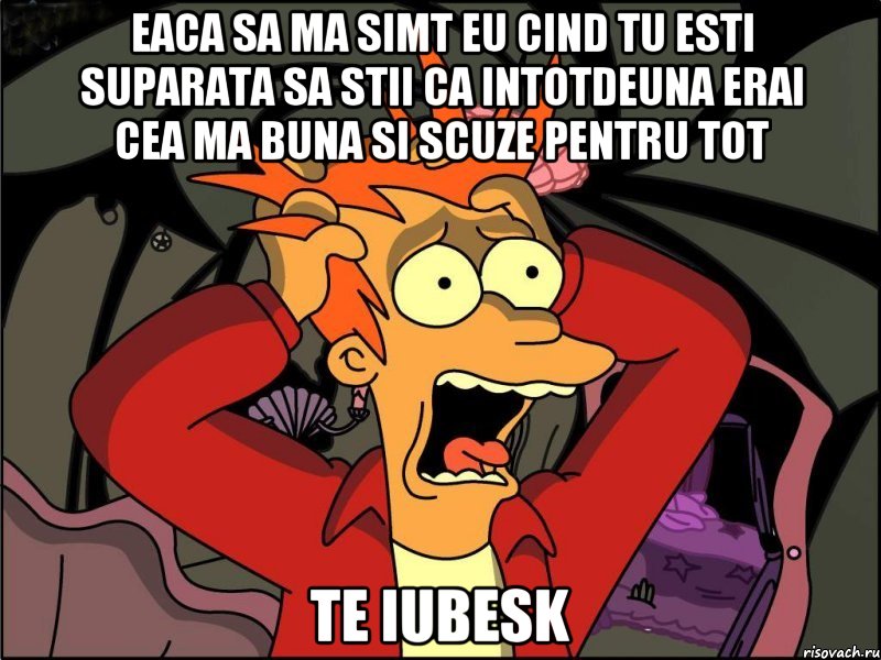 Eaca sa ma simt eu cind tu esti suparata sa stii ca intotdeuna erai cea ma buna si scuze pentru tot Te iubesk, Мем Фрай в панике