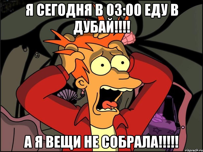 Я сегодня в 03:00 еду в Дубай!!!! А я вещи не собрала!!!!!, Мем Фрай в панике