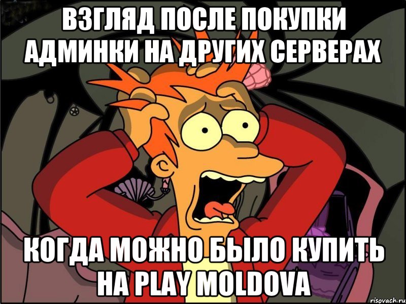 Взгляд после покупки админки на других серверах Когда можно было купить на Play MolDova, Мем Фрай в панике