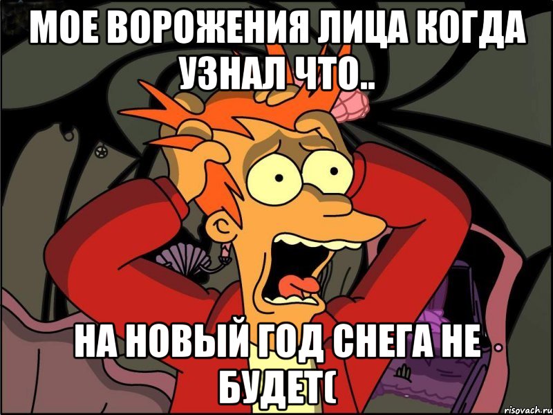 мое ворожения лица когда узнал что.. на новый год снега не будет(, Мем Фрай в панике